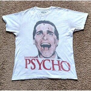 American Psycho Patrick Bateman T-Shirt Men's Large Graphic Print White Shirt